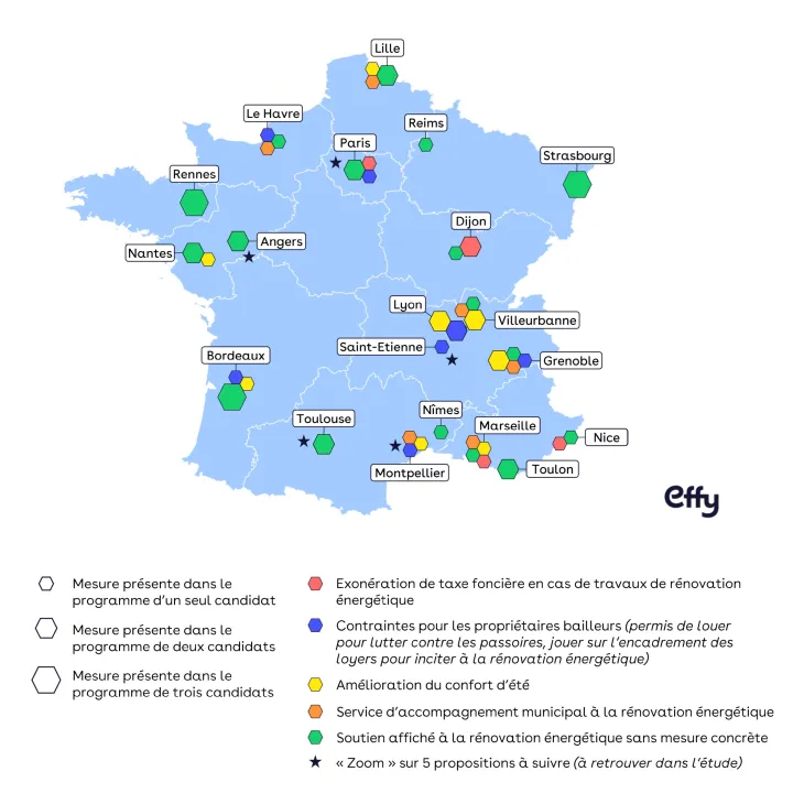 Carte France programmes rénovation énergétique 20 plus grandes villes